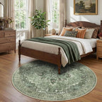 RELEANY Area Rugs Round 7ft Washable Non-Slip, Floral Vintage Distress - Image 2