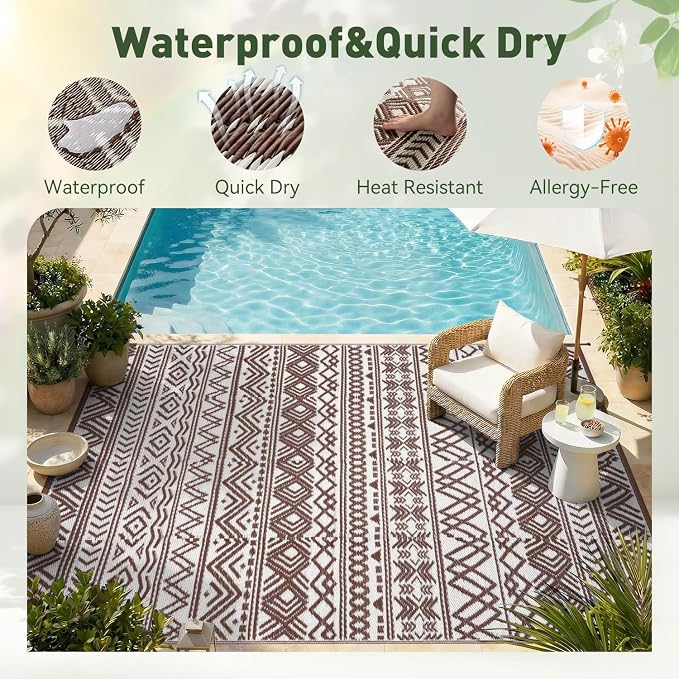 MontVoo Outdoor Rug Carpet Waterproof 5x8 Outdoor Patio Rug Mat Reverisble - Image 4