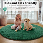 ONASAR Dark Green Round Area Rugs 5ft, Fluffy Soft Bedroom Circle Rug - Image 3