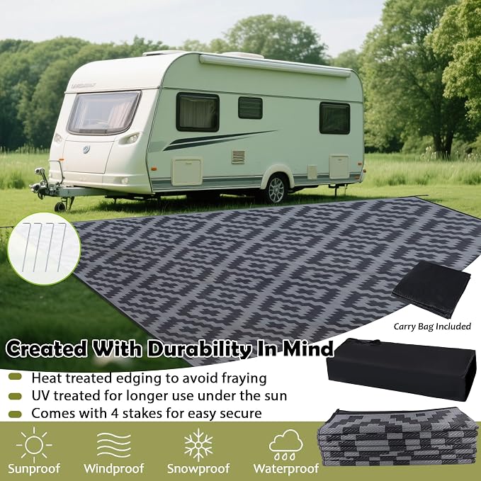 SAND MINE Waterproof Outdoor Rug, Plastic Reversible Rug, Modern Area Rug - Image 4