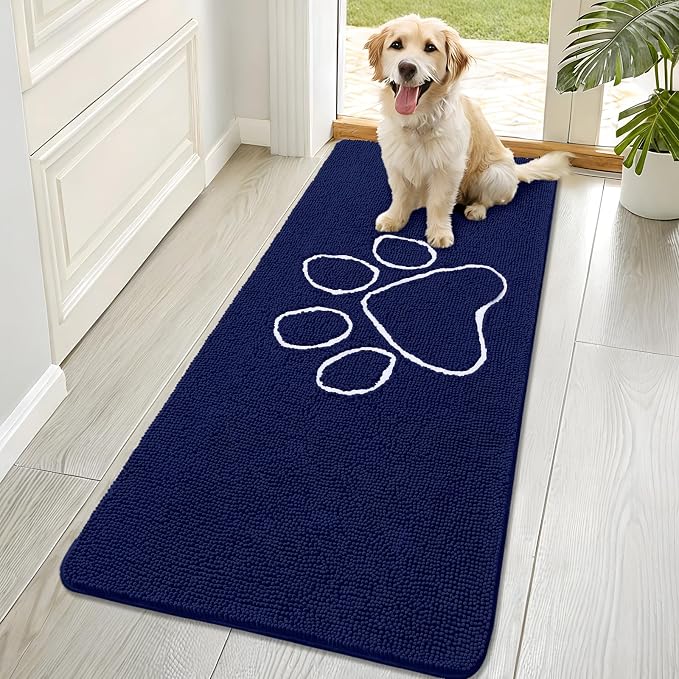 OLANLY Dog Door Mat for Muddy Paws 70x32, Paw Print Design, Absorbs Moisture by OLANLY