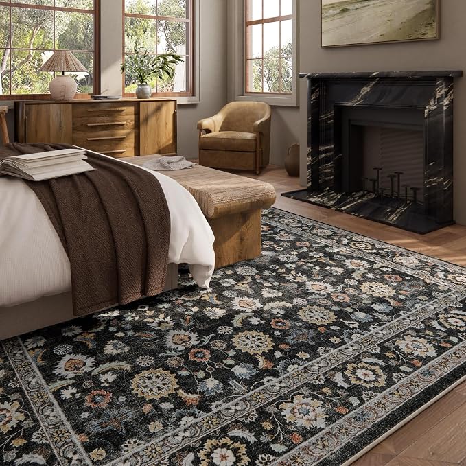 Washable Area Rugs for Living Room: 9x12 Bedroom Rug Vintage Boho Area Rug - Image 3