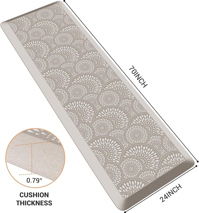 Mattitude 4/5 Inch Kitchen Mat, 24x70in Heavy Duty Ergonomic Comfort Foam - Image 2