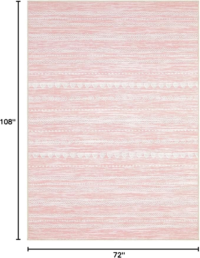 Nakagishi Pink Rugs for Bedroom Girls: 6x9 Washable Boho Large Neutral Cute - Image 2