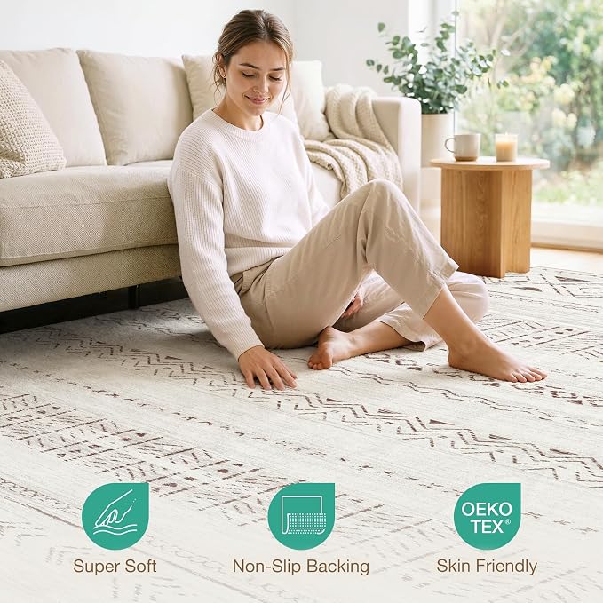 cotiled 7x9 Area Rugs Living Room Rug: Washable Boho Rugs - Image 5
