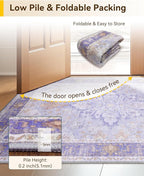 RELEANY Area Rugs Small 2'6"x4' Washable Non-Slip, Floral Vintage Distress - Image 5