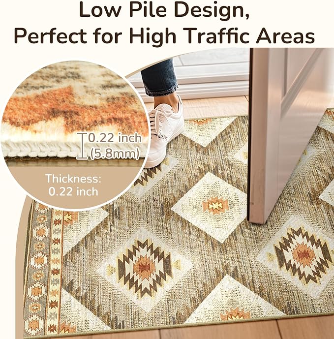 BESTSWEETIE Area Rug 8x8 Rug Machine Washable Non-Slip Low Pile Print Pattern - Image 5