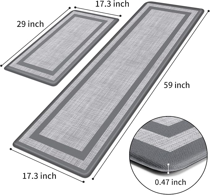 Mattitude Kitchen Mats Set of 2 Cushioned Rugs 0.47 inch Thick Anti-Fatigue Mats - Image 2