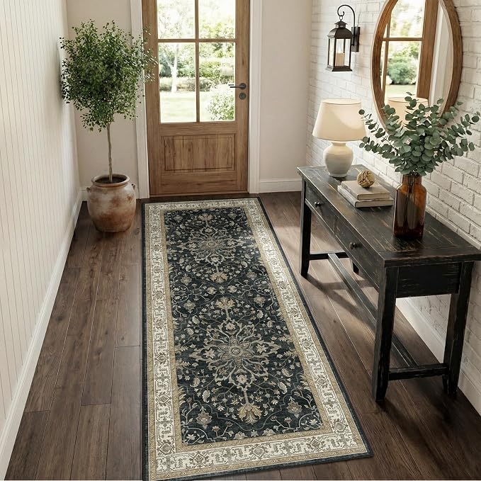 RELEANY Area Rugs Runner 2'x6' Washable Non-Slip, Floral Vintage Distress - Image 3