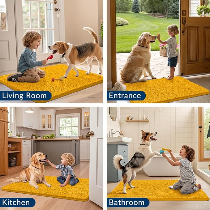 Smiry Dog Door Mat for Muddy Paws 40x32, Absorbent Dirt Trapper, Non-Slip - Image 7