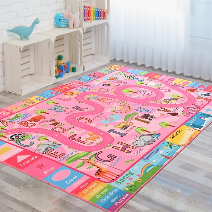 Terrug Kids Rug for Playroom, Educational Classroom Rug for Kids Room, Washable by TerrugHomeDecor