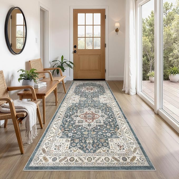 Vintage Hallway Runner Rug 3x8: Large Soft Washable Entryway by COTILED