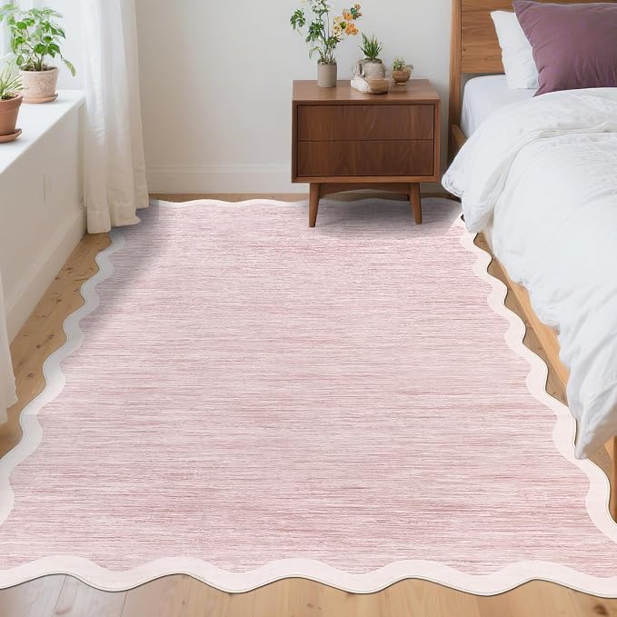 GarveeHome Scalloped Washable Area Rug 4x6 Small Entryway Rug Non Slip Modern by GarveeHome