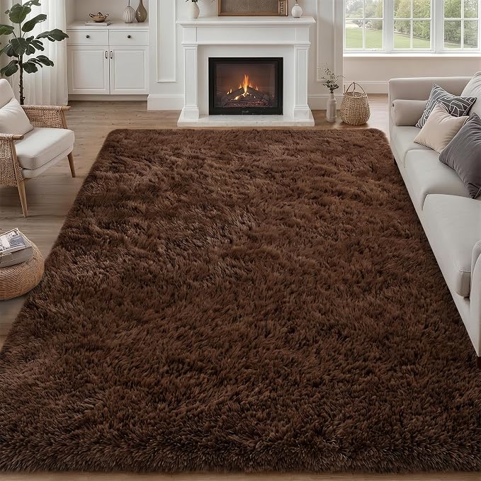 Fluffy Area Rugs 9x12 Living Room Bedroom: Ultra Soft Shag Rug Upgrade Non-Slip by Luxturiy