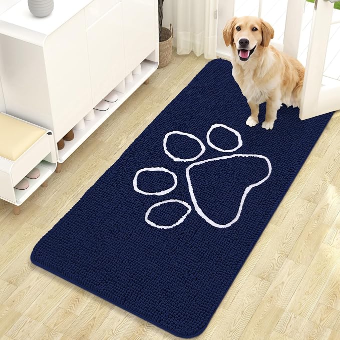 OLANLY Dog Door Mat for Muddy Paws 47x24, Paw Print Design, Absorbs Moisture by OLANLY