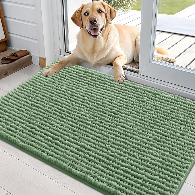 OLANLY Dog Door Mat for Muddy Paws 36x24, Ultra Absorbent Chenille Mud Doormat by OLANLY