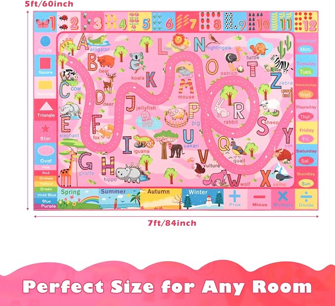 Terrug Kids Rug for Playroom, Educational Classroom Rug for Kids Room, Washable - Image 2