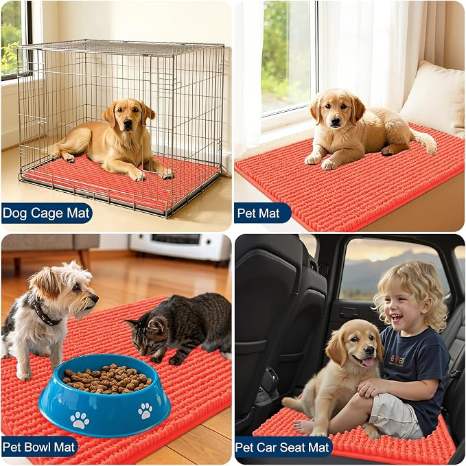 OLANLY Dog Door Mat for Muddy Paws 59x35, Ultra Absorbent Chenille Mud Doormat - Image 7