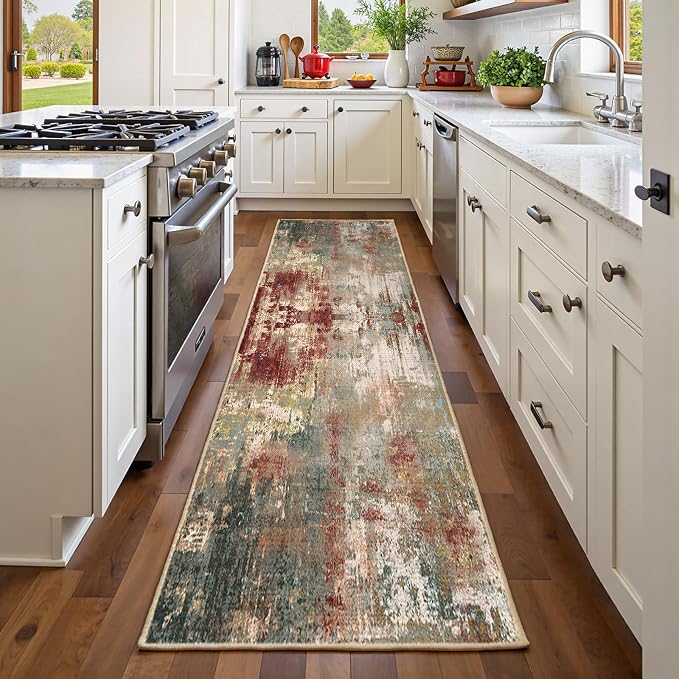 RELEANY Washable Area Rugs 2'x6' Non-Slip Modern Abstract Soft - Image 3