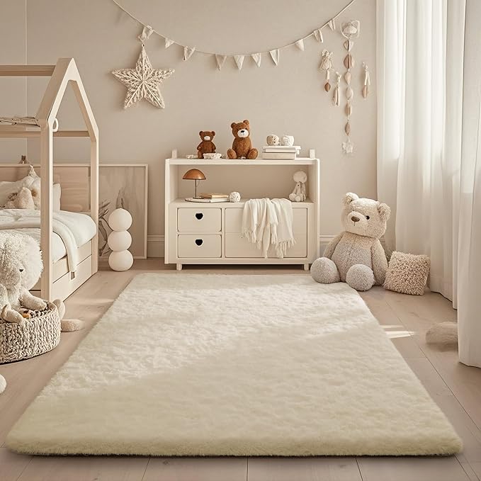 Ophanie Area Rugs for Bedroom, Christmas Upgrade Non-Slip Ivory Fluffy Soft - Image 5