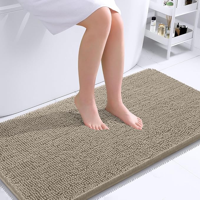 OLANLY Bathroom Runner Rugs 44x24, Soft Absorbent Chenille Bath Rugs, Rubber by OLANLY