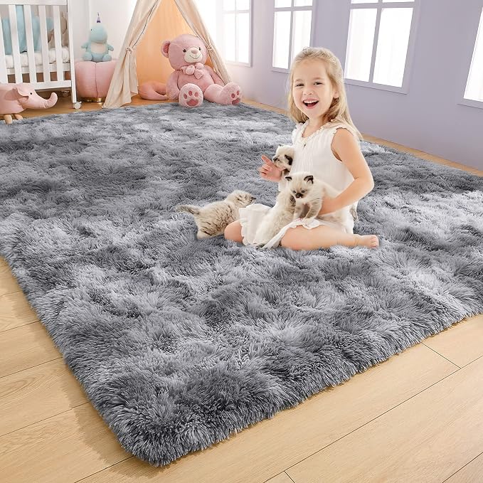 AROGAN Soft Rainbow Area Rugs for Girls Room 4x6 Feet, Fluffy Girls Bedroom Rugs by AROGANAREARUG