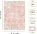 Latte&Fog 3x5 Entryway Pink Area Rugs, Vintage Floral Washable Rugs Cute Girls - Image 2