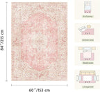 Latte&Fog Entryway Pink Rug, Vintage Floral 2x3 Washable Area Rugs - Image 2