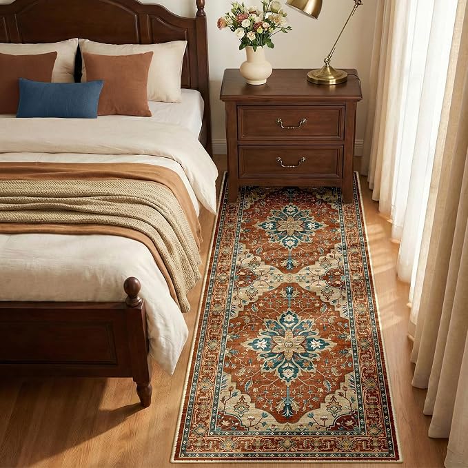 RELEANY Area Rugs Runner 2'x6' Washable Non-Slip, Floral Vintage Distress - Image 3