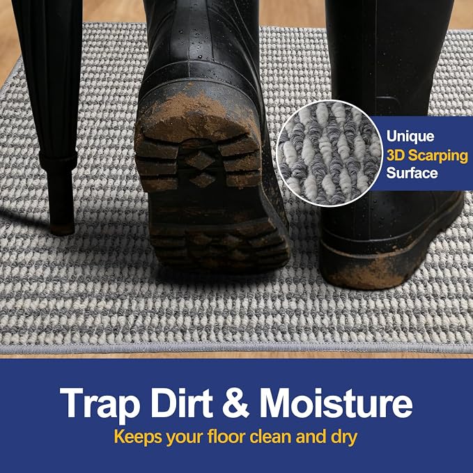 Dirt Trapping Door Mat 24x36, 3D Scarping Surface Doormat - Image 2