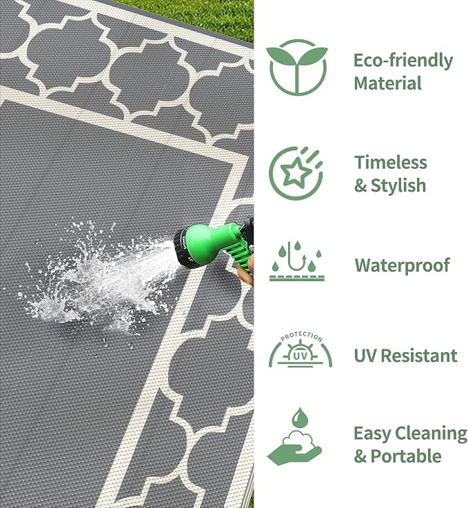 GENIMO 8 ' x 10 ' Outdoor Rug for Patio, Waterproof Indoor Outdoor Plastic - Image 6