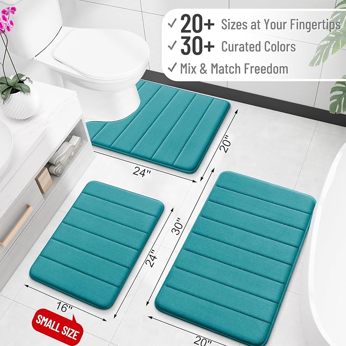 OLANLY Memory Foam Bath Mat 34x21, Super Soft Absorbent Bathroom Rugs, Quick Dry - Image 2