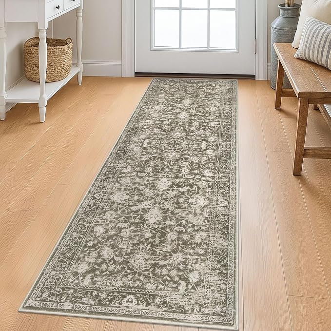 KILOCOCO Hallway Runner 2x6 Rug Runner Printed Vintage Floral Washable Kitchen by Kilococo