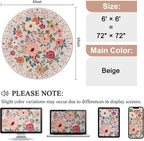 DUKINO Floral Round Rug, 6ft Washable Circle Rug, Non Slip Indoor Low Pile - Image 2
