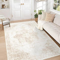 Area Rug 5x7 Washable Rug, Vintage Boho Medallion Rugs Non-Slip Soft Low Pile by VECARF
