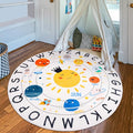 Round ABC Space Kids Rugs, 4 ft Non-Slip Solar System Alphabet Rugs, Washable by LTKOUGFAM