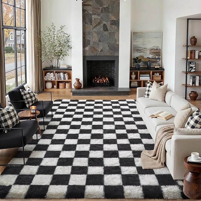 PureCozy Checkered Rug 6x9 for Living Room - Image 3