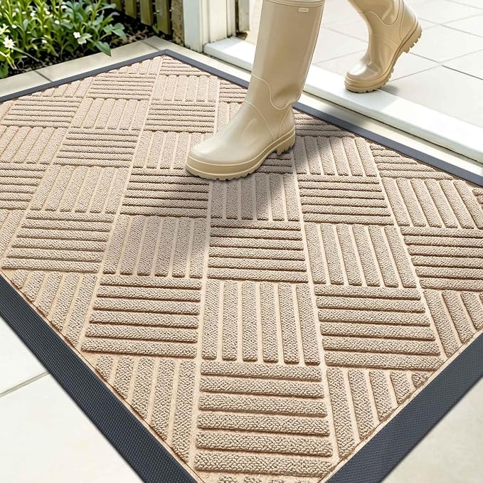 OLANLY Front Door Mat Outside Entrance 35x23, Heavy Duty Sturdy Natural Rubber by OLANLY