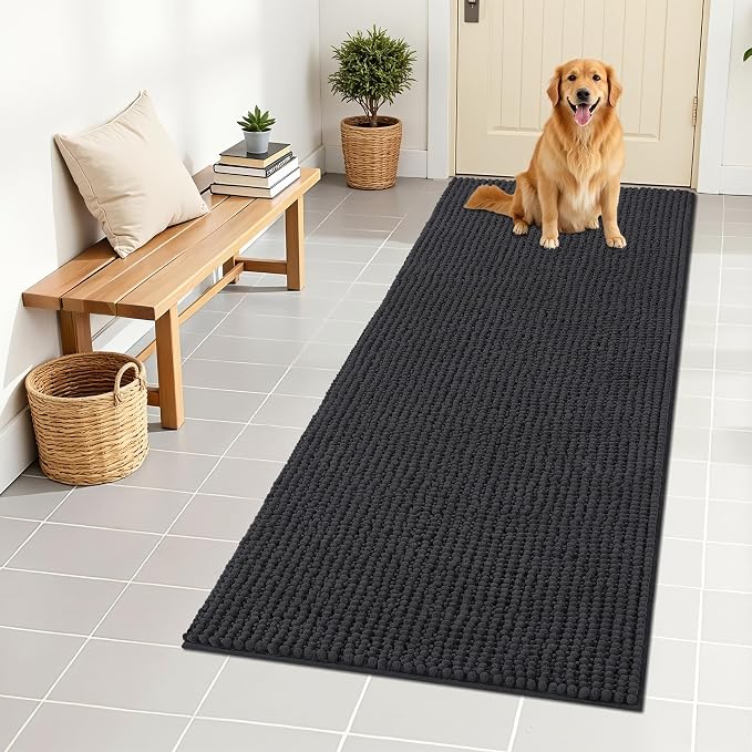 OLANLY Dog Door Mat for Muddy Paws 59x24, Ultra Absorbent Chenille Mud Doormat by OLANLY