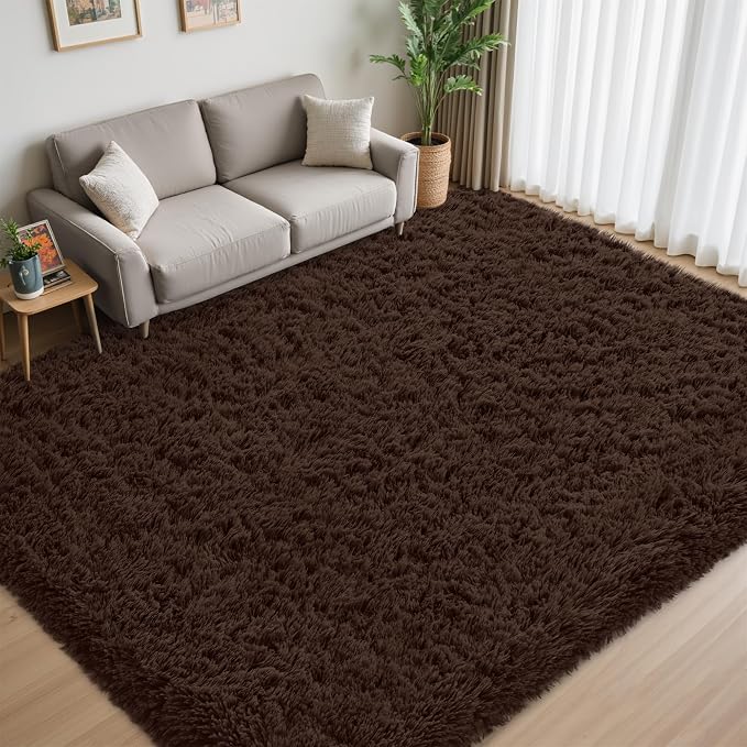 8x10 Area Rug for Living Room:Ultra Soft Fluffy Shag Brown Rugs, Large Fuzzy - Image 4