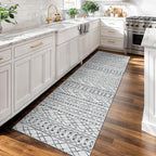 KUTA Moroccan Washable Runner Rug, 2x7 Non-Slip Vintage Grey White Boho Hallway - Image 2