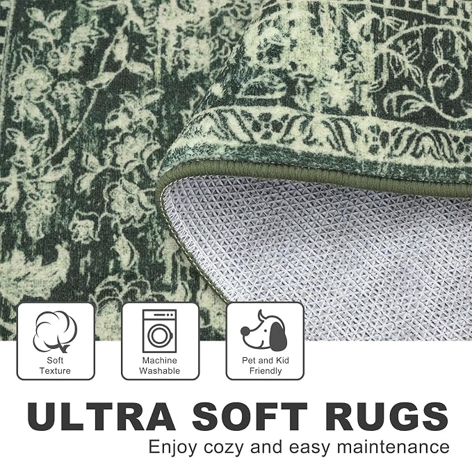 KILOCOCO Small Area Rug 2x3 Entryway Rugs Printed Vintage Floral Washable Rug - Image 7