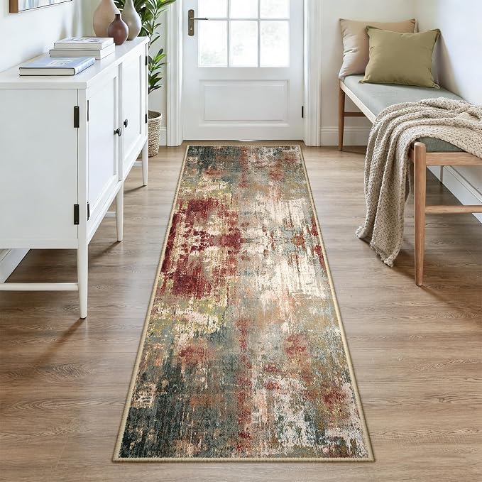 RELEANY Washable Area Rugs 3x8 Non-Slip Modern Abstract Soft - Image 2