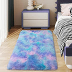 Soft Runner Rugs for Bedroom Hallways, 2x4 Purple Rainbow Fluffy Shag Throw by Ailyei