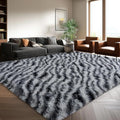 8x10 Large Area Rugs for Living Room, Soft Black White Zebra Big Shag Rug for by WISHTREE
