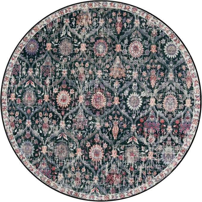 Lahome Moroccan Trellis Washable Round Area Rug, Soft Round Rugs 6ft Ultra-Thin - Image 7