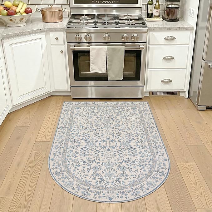 jinchan Zenith Blue Floral Area Rug - Image 4