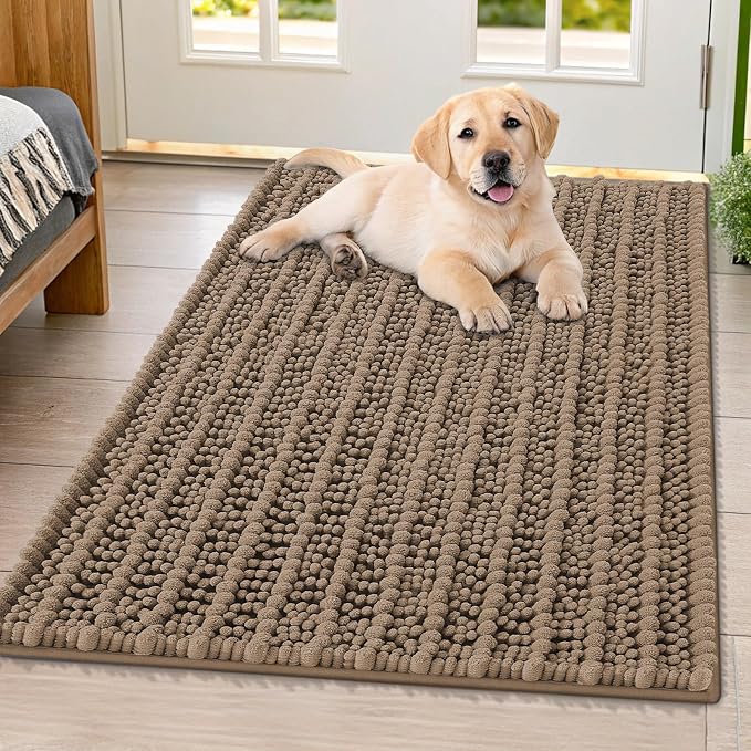 Smiry Dog Door Mat for Muddy Paws 40x32, Absorbent Dirt Trapper, Non-Slip by Smiry