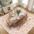 RELEANY Area Rugs Square 10ft Washable Non-Slip, Floral Vintage Distress by RELEANY
