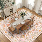 RELEANY Area Rugs Square 10ft Washable Non-Slip, Floral Vintage Distress by RELEANY